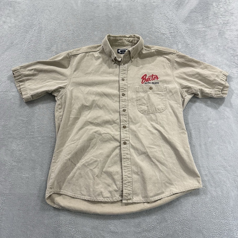 Short Sleeve Button-Down Work Shirt in Khaki